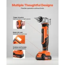 VEVOR Cordless Tube Expander, 20V Max Electric Tubing Expansion Tool for 1/2", 3/4", 1" PEX-A Pipes, 22000RPM Pipe Expander with 3 Expanding Head, 2pcs 2AH Battery, Fast Charger & Carrying Case