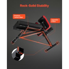 VEVOR Roman Chair Back Extension Hyperextension Bench Adjustable Foldable Gym