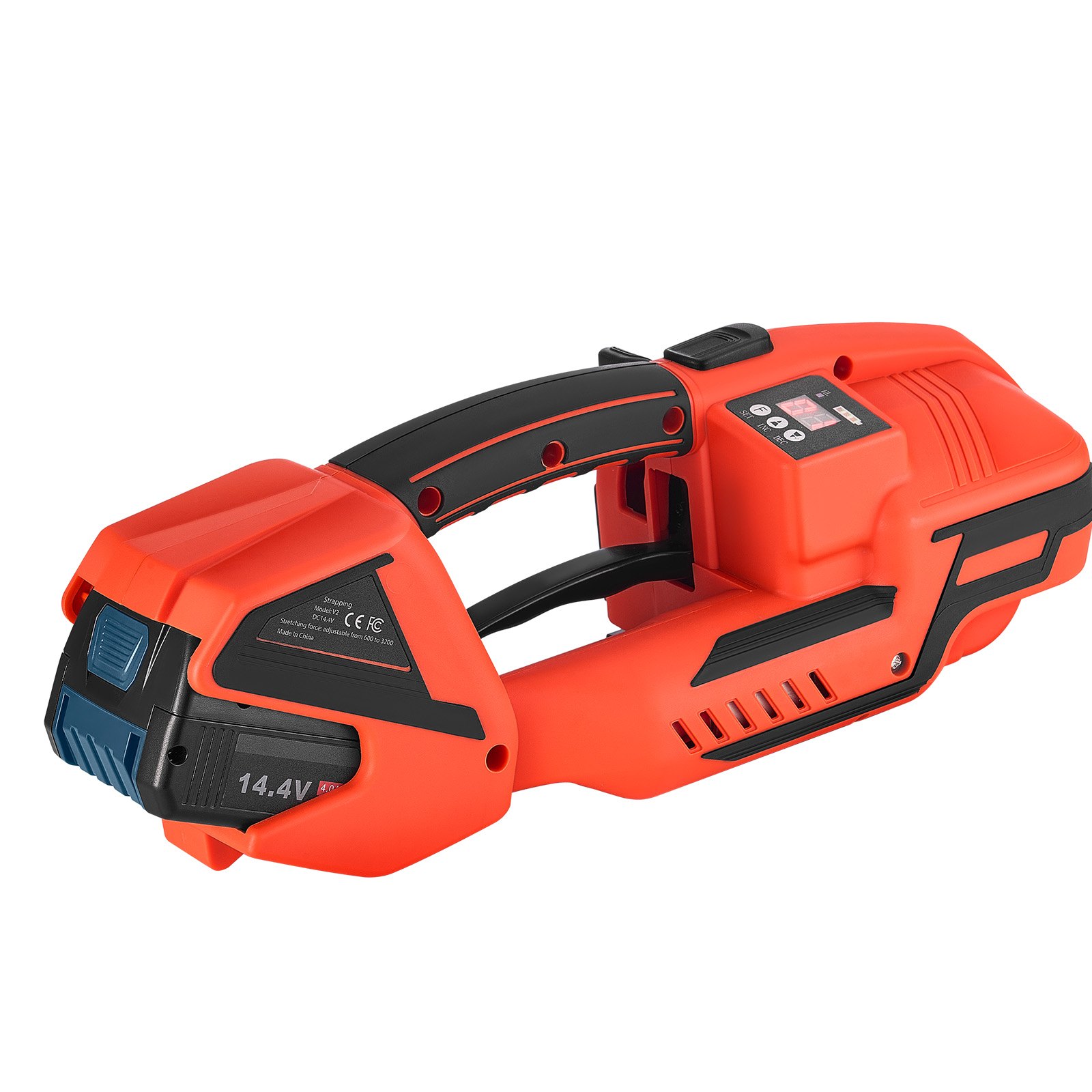 VEVOR Electric Strapping Machine, 2 x 4000mAh Batteries, Automatic Strapping Tool with Digital Display for 9-16 mm Wide PP/PET Straps, Banding Tensioner Machine for Packaging Box Pallet