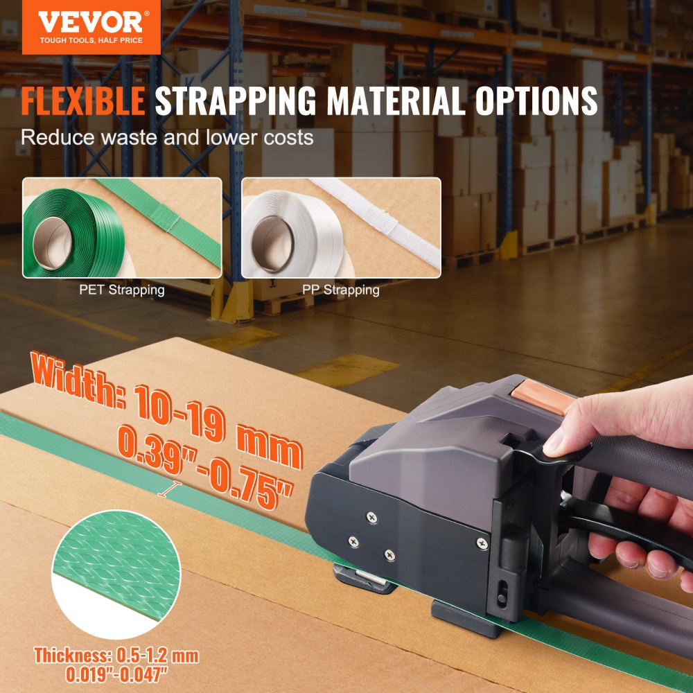 VEVOR Automatic Electric Strapping Machine Tool for PP/PET 1-1.9 cm Straps
