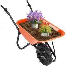 VEVOR Electric Wheelbarrow Cart, 500W Powered Utility Garden Wagon Dump Cart, 4 Cu. Ft. Load & 330 lbs Capacity with Metal Handle & 16" Track Wheels, One Wheel Barrow Yard Cart & Wagons for Lawn Farm