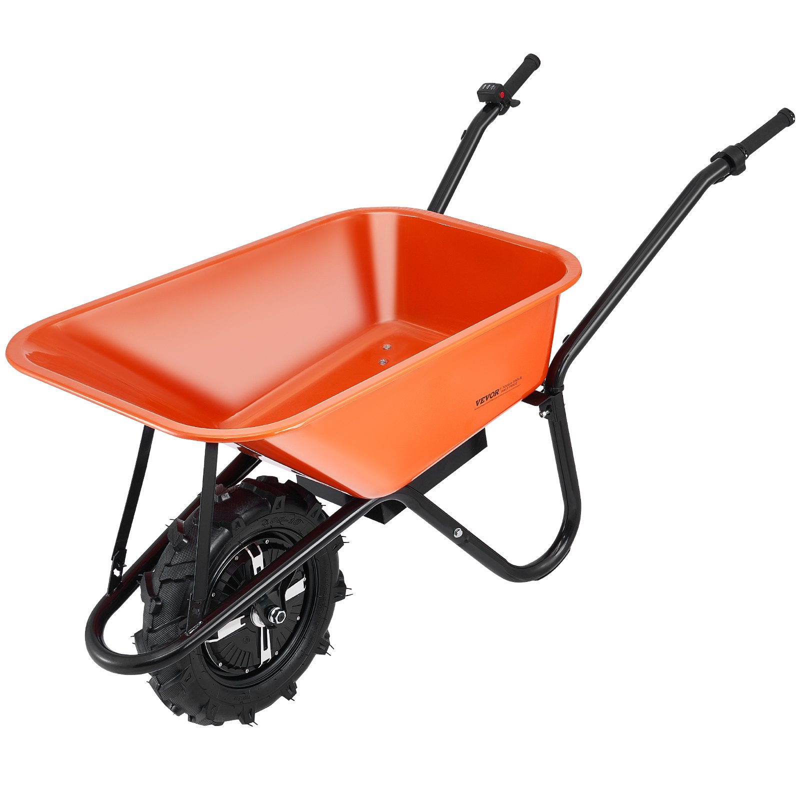 VEVOR Electric Wheelbarrow Cart, 500W Powered Utility Garden Wagon Dump Cart, 5 Cu. Ft. Load & 330 lbs Capacity with Metal Handle & 16" Track Wheels, One Wheel Barrow Yard Cart & Wagons for Lawn Farm