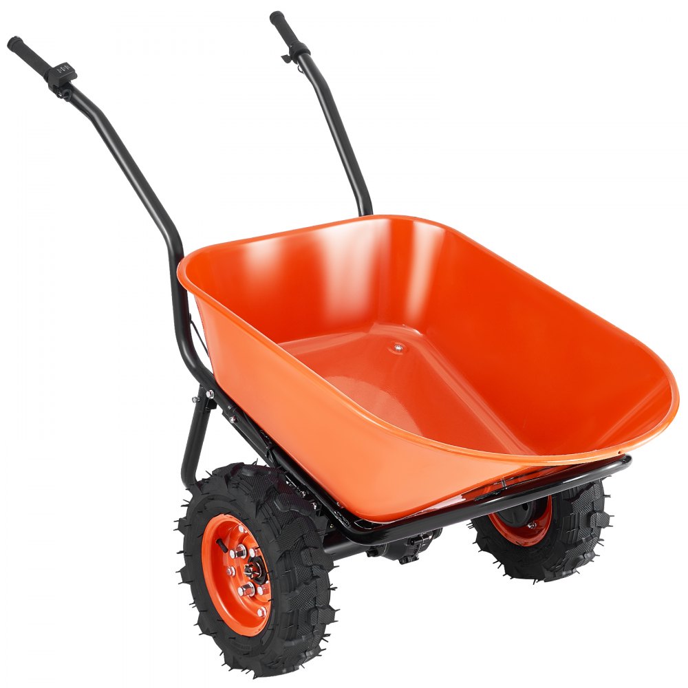 VEVOR Electric Wheelbarrow Cart, 500W Powered Utility Garden Wagon Dump Cart, 4.5 Cu Ft Load & 573 lbs Capacity with Metal Handle & 16" Track Wheels, Two Wheel Barrow Yard Cart & Wagons for Lawn Farm