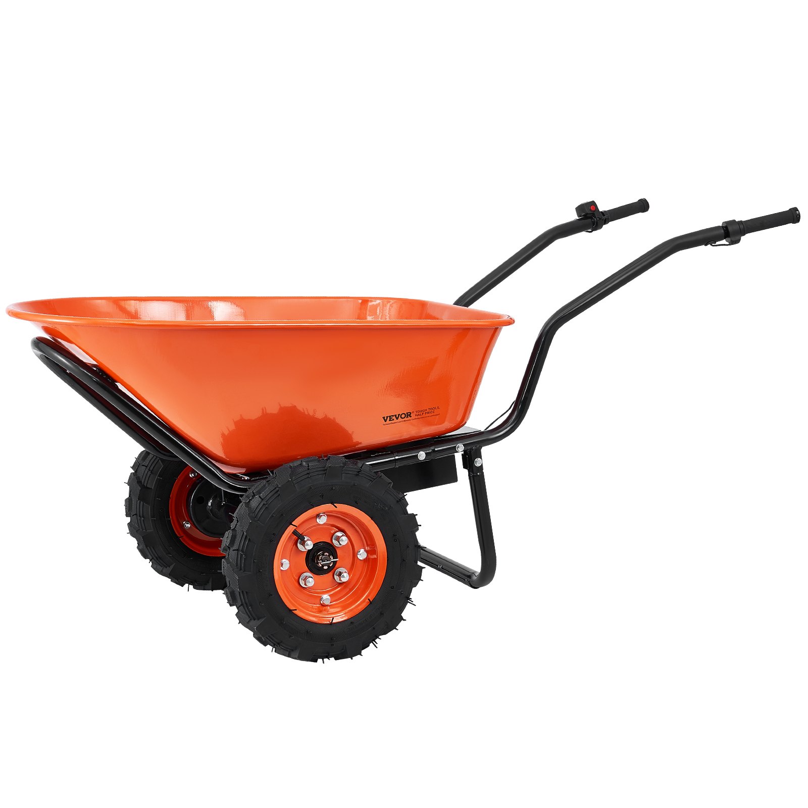 VEVOR Electric Wheelbarrow Cart, 500W Powered Utility Garden Wagon Dump Cart, 4.5 Cu Ft Load & 573 lbs Capacity with Metal Handle & 16" Track Wheels, Two Wheel Barrow Yard Cart & Wagons for Lawn Farm