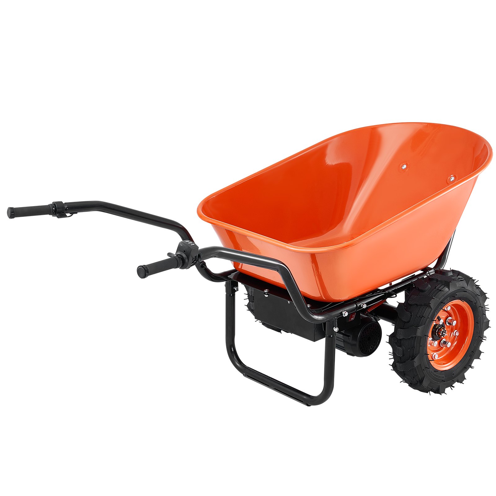 VEVOR Electric Wheelbarrow Cart, 500W Powered Utility Garden Wagon Dump Cart, 4.5 Cu Ft Load & 573 lbs Capacity with Metal Handle & 16" Track Wheels, Two Wheel Barrow Yard Cart & Wagons for Lawn Farm