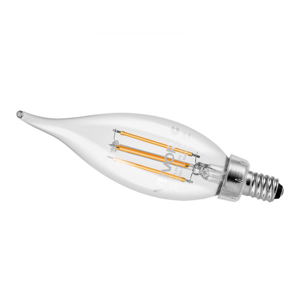 VEVOR LED Candelabra Bulbs, 12-Pack Dimmable Chandelier Light Bulbs, Vintage Flame Tip Candle Light Bulb with 2725K Warm Lighting, 90+ High CRI & E12 Base for Chandeliers, Wall Sconces & Table Lamps