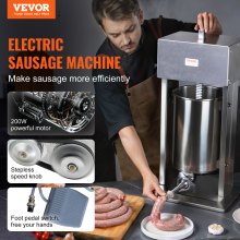 VEVOR Electric Sausage Stuffer 12 L Vertical Meat Stuffer 304 Stainless Steel