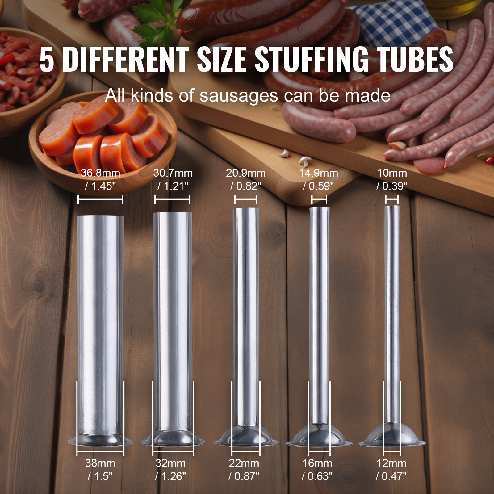 VEVOR Electric Sausage Stuffer, 25 L / 55 LBS Vertical Meat Stuffer, 400W Motor, Stepless Speed Control and Foot Pedal, Made of Food-grade 304 Stainless Steel, 5 Stuffing Tubes for Home, Commercial