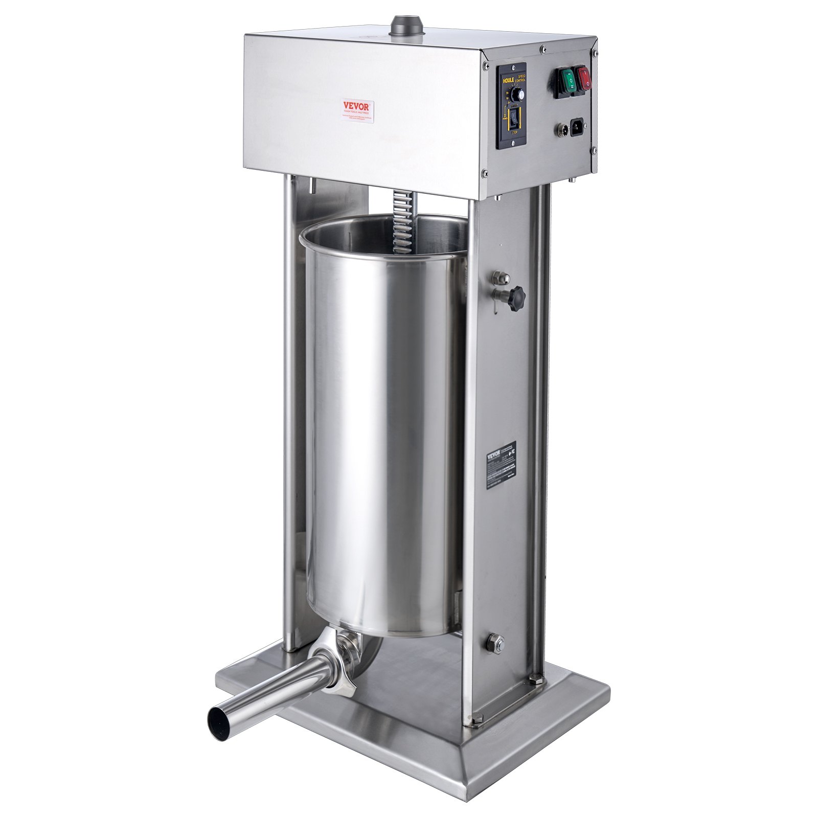 VEVOR Electric Sausage Stuffer, 25 L / 55 LBS Vertical Meat Stuffer, 400W Motor, Stepless Speed Control and Foot Pedal, Made of Food-grade 304 Stainless Steel, 5 Stuffing Tubes for Home, Commercial