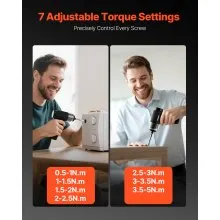 VEVOR Electric Screwdriver, 7 Torque Settings 0.5-5 N.m, 2500mAh Battery, Cordless Screwdriver Set with 32 PCS 1/4 in Bits, Digital Display, LED Light, Type-C Charging, for Furniture Electrical Repair