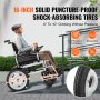 VEVOR electric wheelchair with 16-inch puncture-proof tires, strong grip, and anti-skid design.