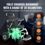 VEVOR electric wheelchair with 20km range, 20ah battery, and 6km/h max speed.