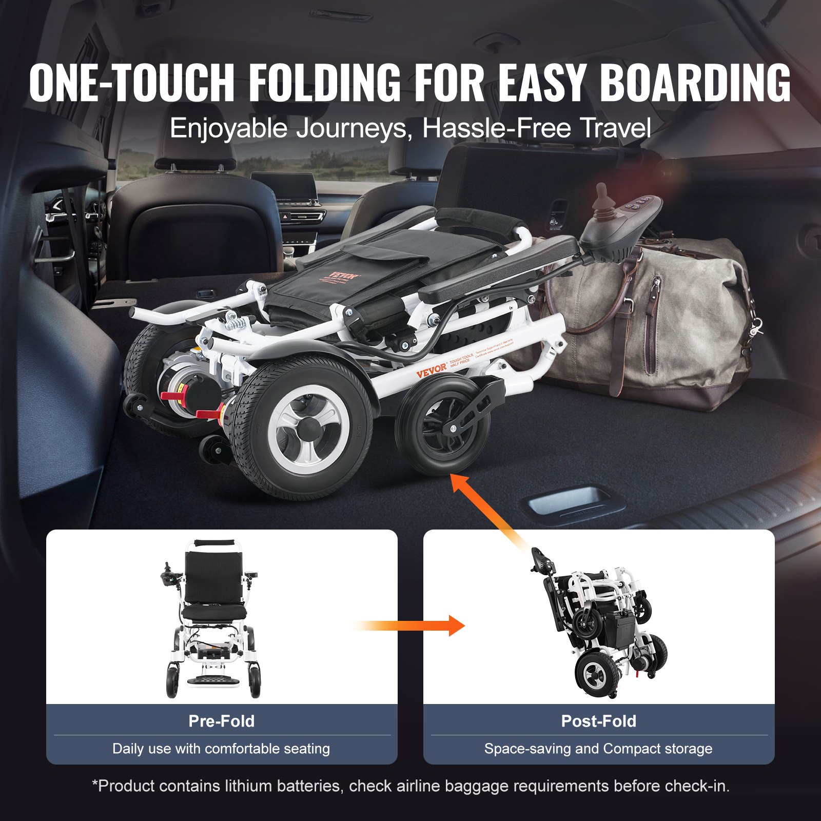 VEVOR Intelligent Foldable Electric Wheelchair Motorized Power Chair 300 lbs/136 kg