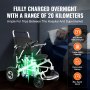 Fauteuil roulant électrique VEVOR entièrement chargé, autonomie de 20 km, batterie amovible, capacité de 20 Ah, vitesse maximale de 6 km/h.