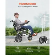 Electric Wheelchair 220lbs Capacity Foldable Lightweight 12 Mile