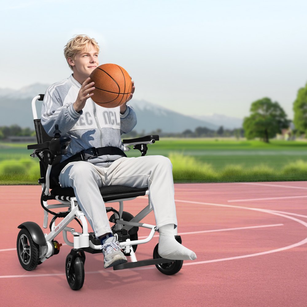 VEVOR Electric Wheelchair for Adults, 136kg Capacity, Foldable & Lightweight Motorized Wheelchair, 21km Long Travel Range, All-Terrain Powered Chair, Portable 53cm Seat for Seniors & Disabled