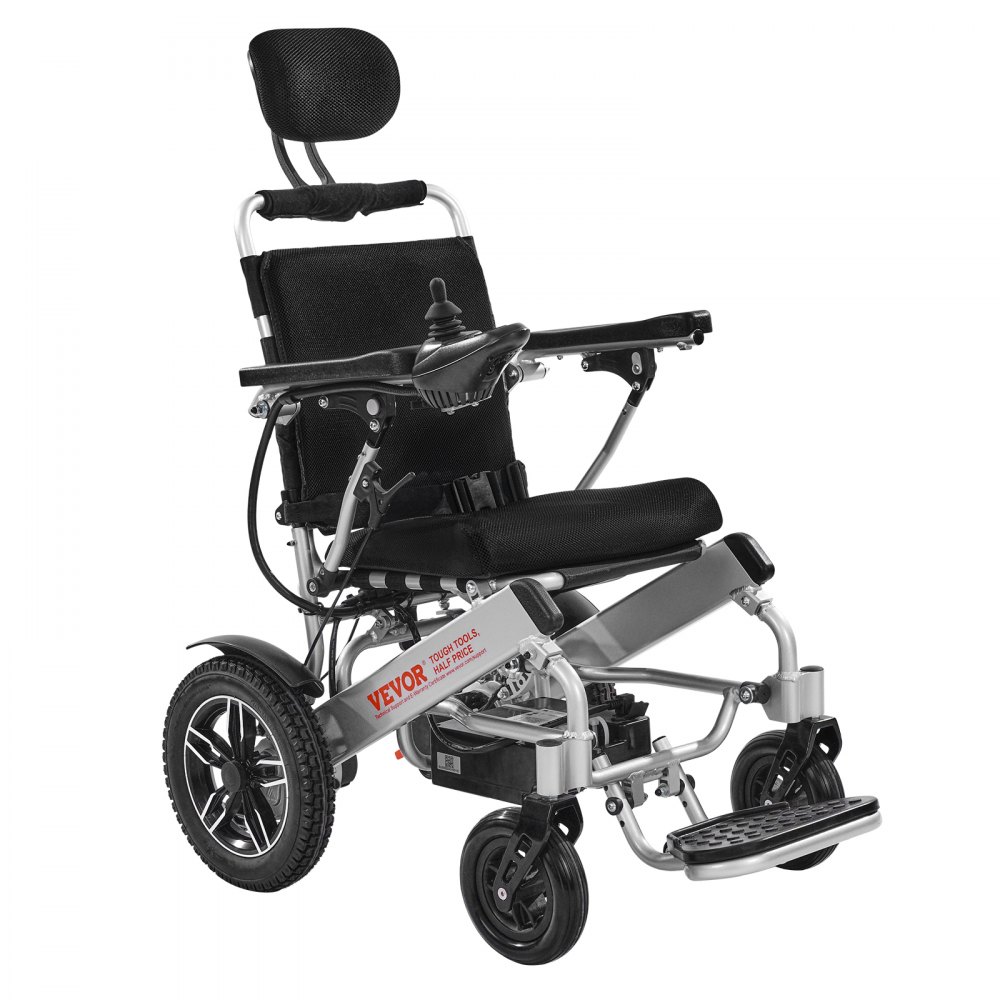 VEVOR Electric Wheelchair for Adults, 136kg Capacity with Adjustable Backrest, Foldable & Lightweight Motorized Wheelchair, 21km Range, All-Terrain Powered Chair, Portable for Seniors & Disabled