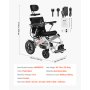 VEVOR Electric Wheelchair for Adults, 136kg Capacity with Adjustable Backrest, Foldable & Lightweight Motorized Wheelchair, 21km Range, All-Terrain Powered Chair, Portable for Seniors & Disabled