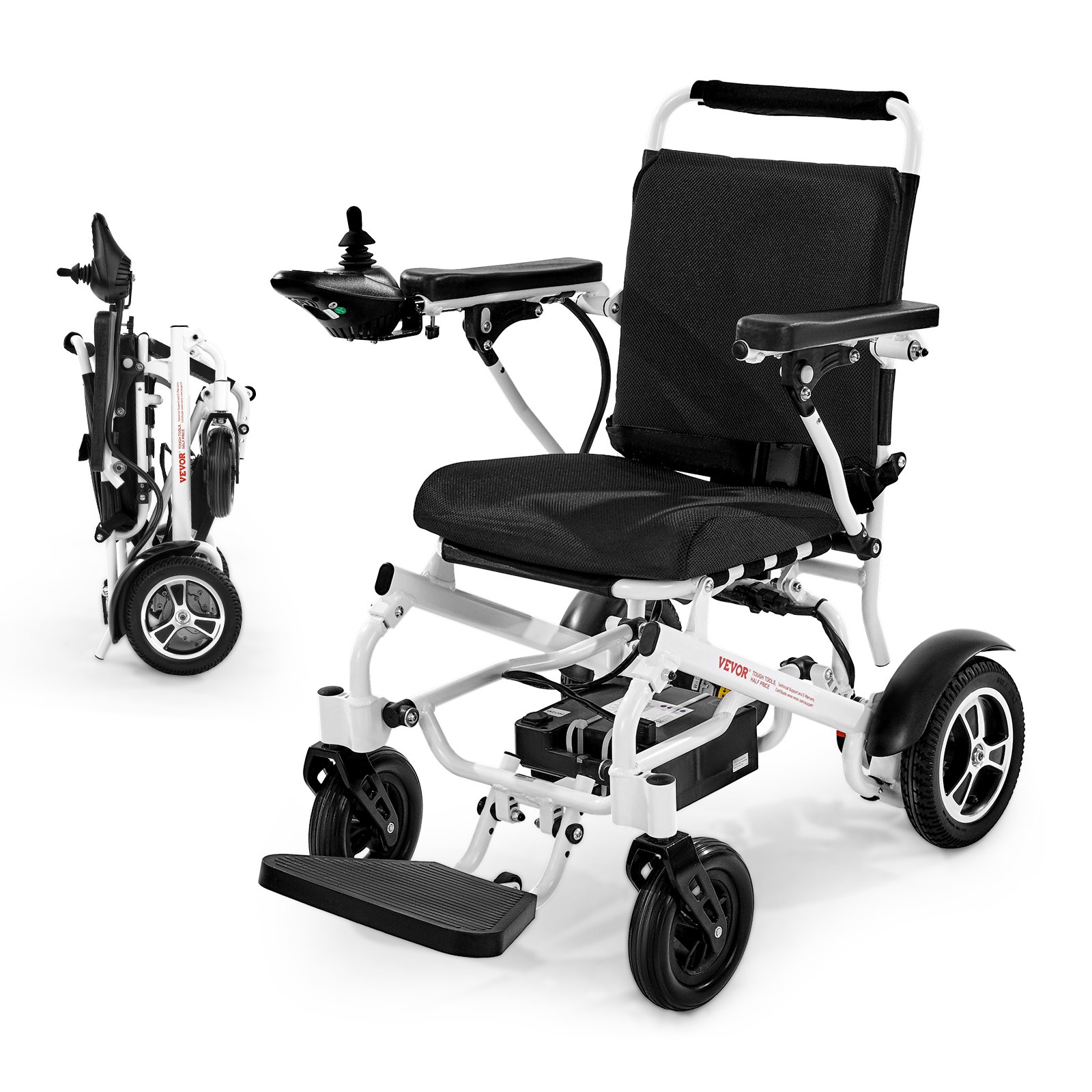 VEVOR Electric Wheelchair for Adults, 136kg Capacity, Foldable & Lightweight Motorized Wheelchair, 21km Long Travel Range, All-Terrain Powered Chair, Portable for Seniors & Disabled