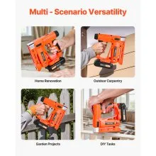 VEVOR Cordless Brad Nailer, 2-in-1 Nail Gun Staple Gun, 18 Gauge 5/8 inch, Includes 1000 Pcs Staples and 1000 Pcs Nails, with Battery and Charger, Non-Slip Rubber Grip, for Woodworking DIY Projects