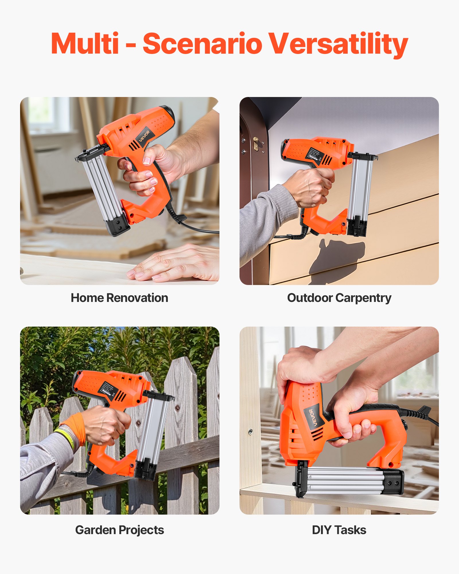 VEVOR Electric Nail Gun, 2-in-1 Staple Gun Brad Nailer, 18 Gauge 1-1/4 inch, Stapler Brad Nailer with 1000 Pcs Staples and 1000 Pcs Nails, Non-Slip Rubber Grip, for Woodworking and DIY Projects