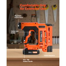 VEVOR Cordless Brad Nailer, 2-in-1 Nail Gun Staple Gun, 18 Gauge 1-1/4 inch, Includes 500 Pcs Staples and 500 Pcs Nails, with Battery and Charger, Non-Slip Rubber Grip, for Woodworking DIY Projects