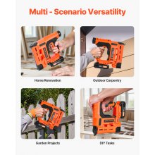 VEVOR Cordless Brad Nailer, 2-in-1 Nail Gun Staple Gun, 18 Gauge 1-1/4 inch, Includes 500 Pcs Staples and 500 Pcs Nails, with Battery and Charger, Non-Slip Rubber Grip, for Woodworking DIY Projects