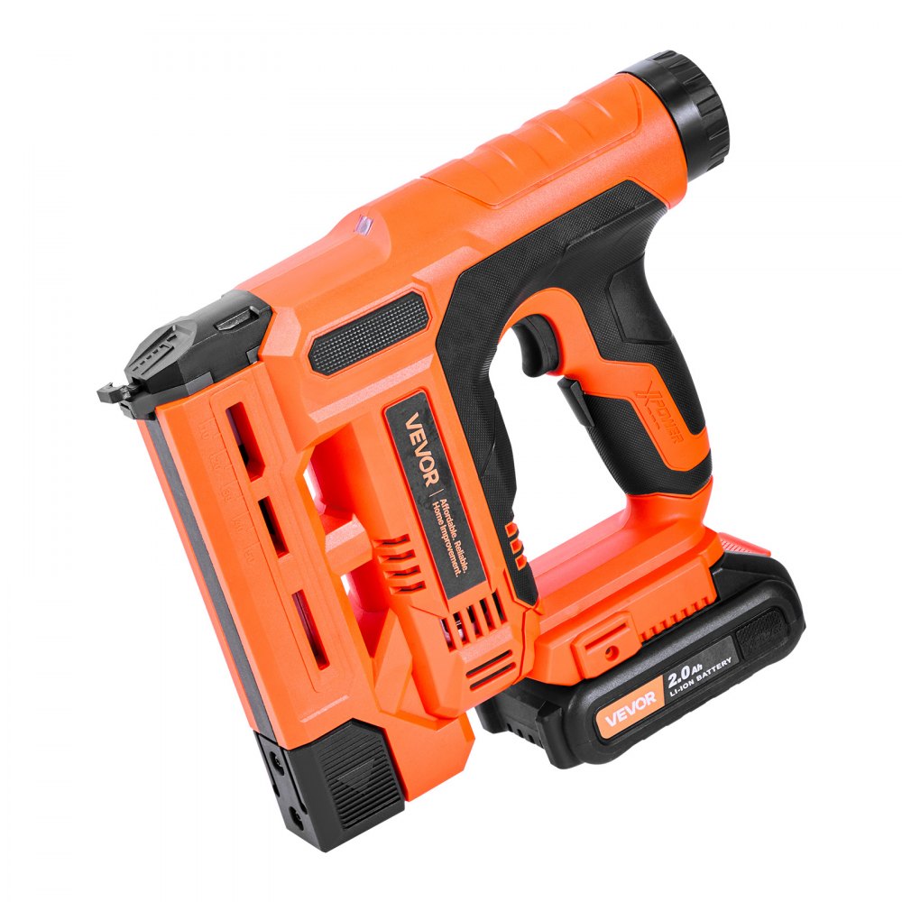 VEVOR Cordless Brad Nailer, 2-in-1 Nail Gun Staple Gun, 18 Gauge 32 mm, Includes 500 Pcs Staples and 500 Pcs Nails, with Battery and Charger, Non-Slip Rubber Grip, for Woodworking DIY Projects