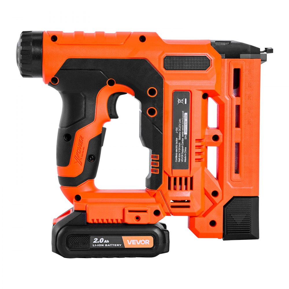 VEVOR Cordless Brad Nailer, 2-in-1 Nail Gun Staple Gun, 18 Gauge 32 mm, Includes 500 Pcs Staples and 500 Pcs Nails, with Battery and Charger, Non-Slip Rubber Grip, for Woodworking DIY Projects