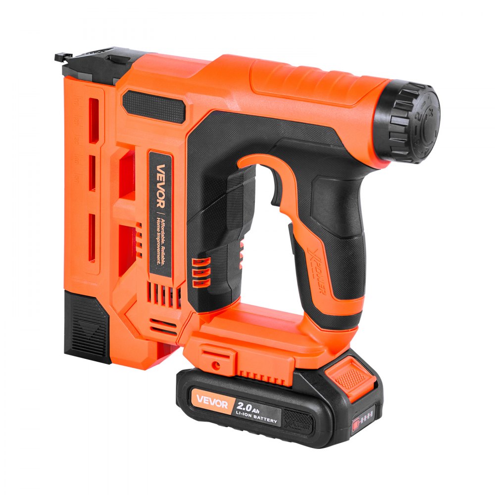 VEVOR Cordless Brad Nailer, 2-in-1 Nail Gun Staple Gun, 18 Gauge 32 mm, Includes 500 Pcs Staples and 500 Pcs Nails, with Battery and Charger, Non-Slip Rubber Grip, for Woodworking DIY Projects