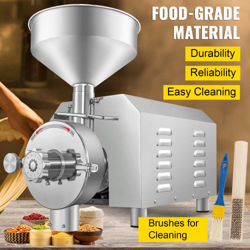 VEVOR Soybean Grinder Commercial Grinding Machine for Spices 3000W Corn Mill Grinder 50-60 KG/H Stainless Steel Corn Grinder Industrial Flour Milling Machine for Pepper Soybean Peanut Herbs Grains
