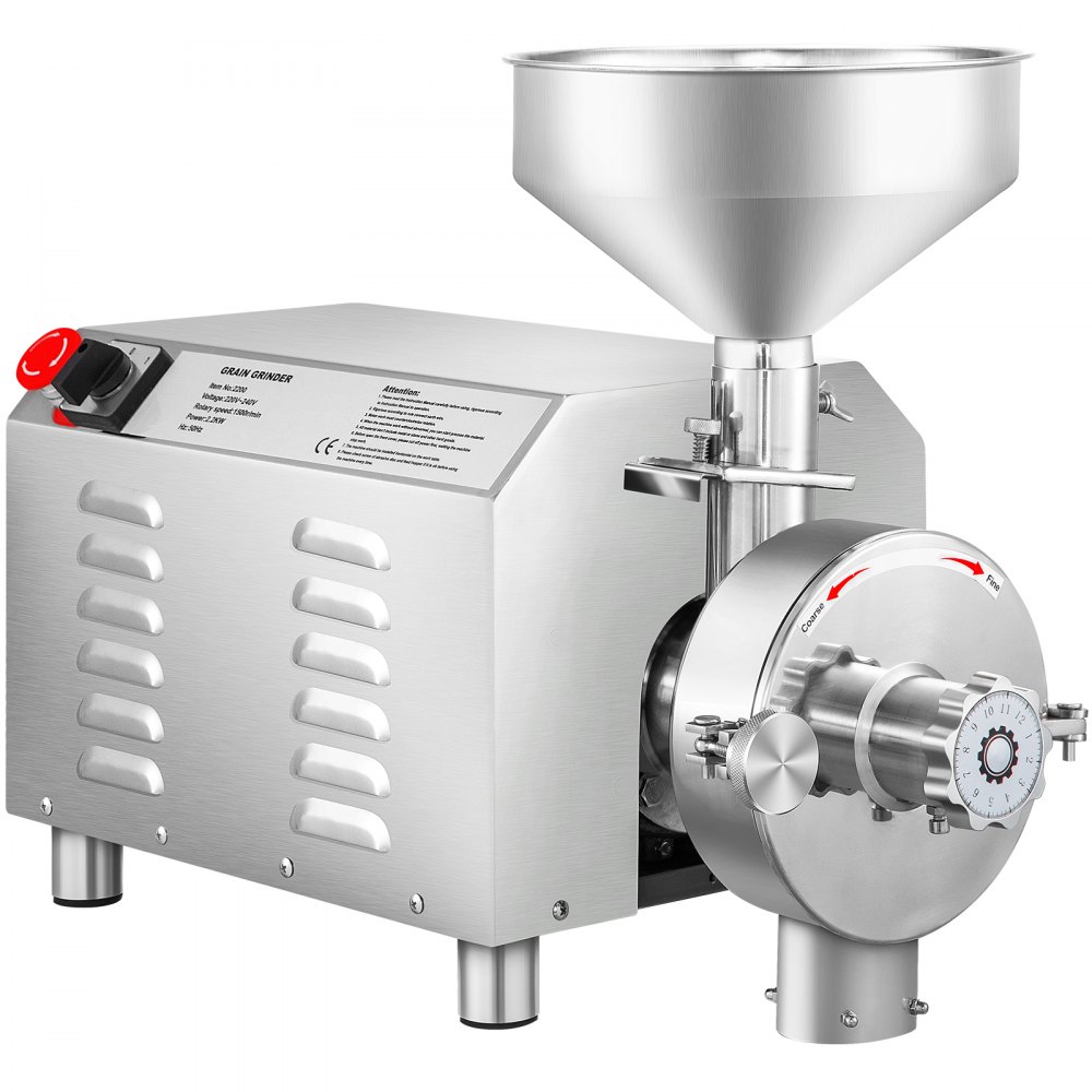 VEVOR Molinillo de soja Máquina de molienda comercial para especias 3000W Molino de maíz Molinillo 50-60 KG/H Molinillo de maíz de acero inoxidable Fresadora de harina industrial para pimienta, soja, maní, hierbas, granos