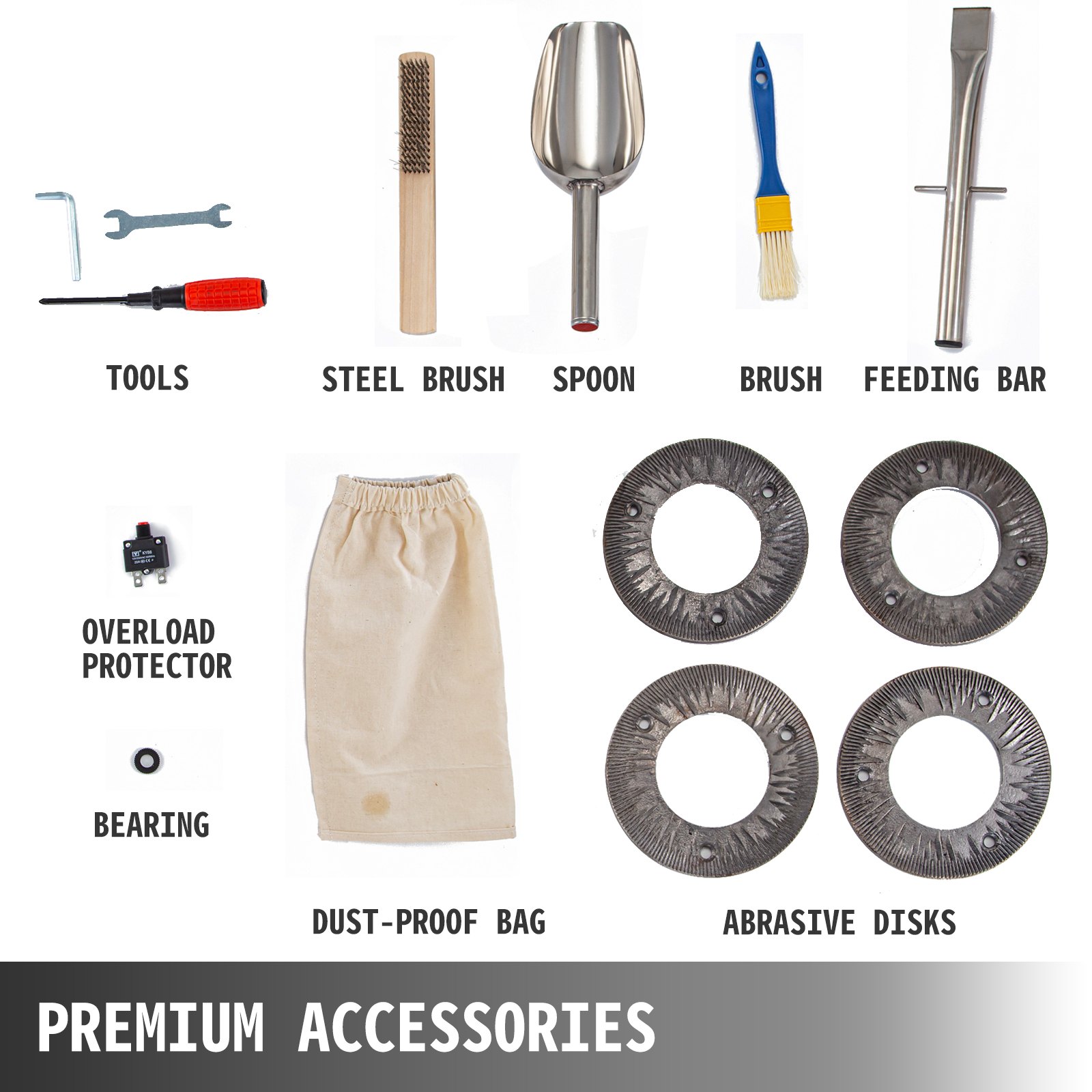 VEVOR Commercial Grinding Machine for Grain 2.2kw, Electric Grain Grinder 30-50kg/h, Powder Grinding Machine 50kg Capacity, Powder Machine Herb Stainless Steel, for Dry Grain Soybean Spice Coffee