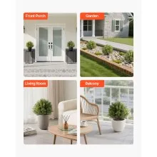 VEVOR Artificial Topiary Cypress Trees with Ground Spike, 2 Set 406mm Faux Shrubs & Bushes Potted Plants, Fake Silk Tree Look Real for Decor Front Porch Outdoor Indoor Patio Garden Balcony Backyard