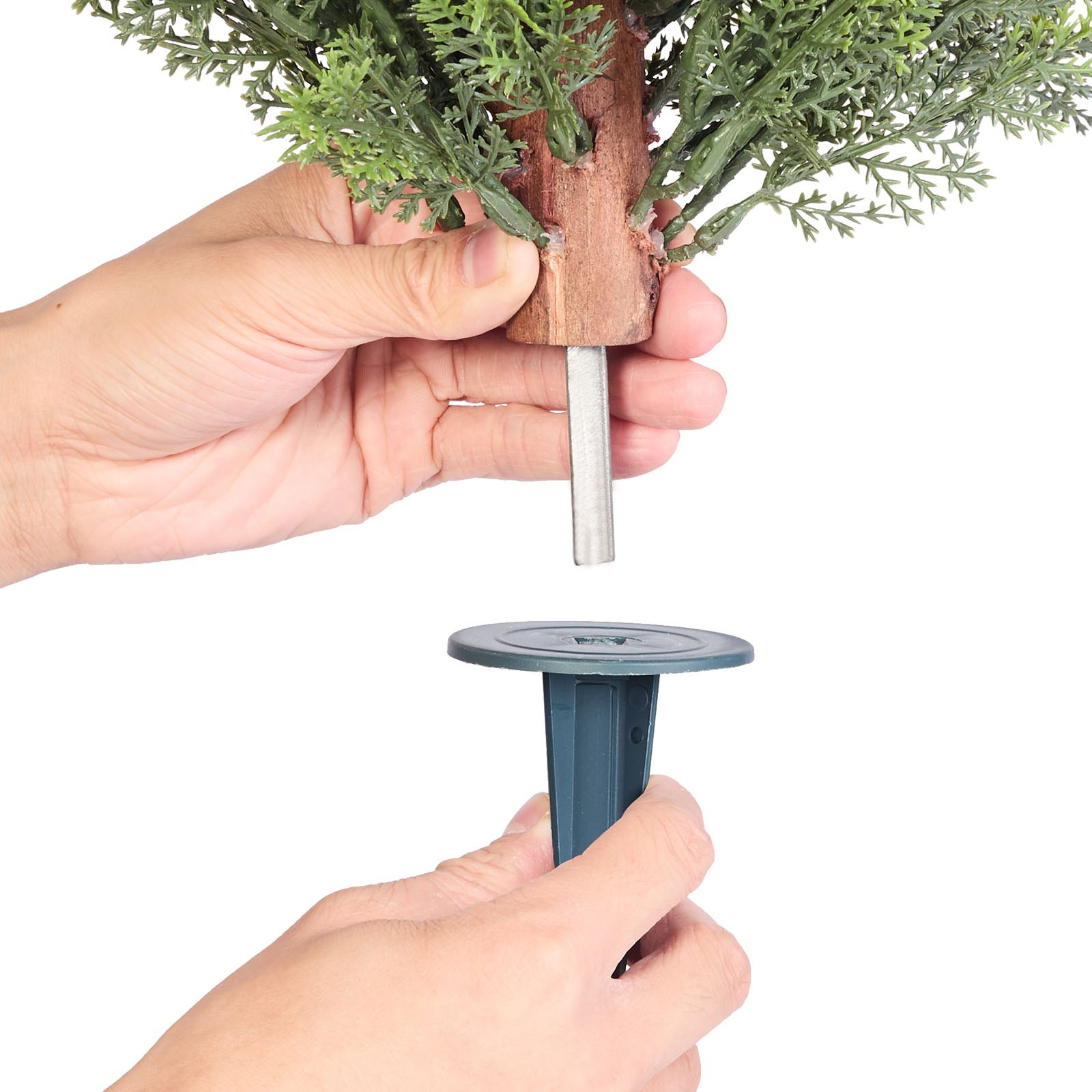 VEVOR Artificial Topiary Cypress Trees with Ground Spike, 2 Set 406mm Faux Shrubs & Bushes Potted Plants, Fake Silk Tree Look Real for Decor Front Porch Outdoor Indoor Patio Garden Balcony Backyard