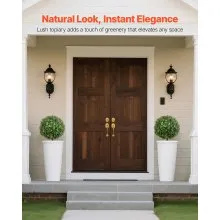 VEVOR Artificial Topiary Boxwood Trees with Ground Spike, 2 Set 559mm Faux Shrubs & Bushes Potted Plants, Fake Silk Tree Look Real for Decor Front Porch Outdoor Indoor Patio Garden Balcony Backyard