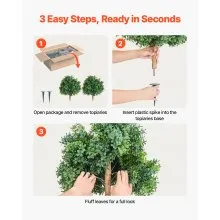 VEVOR Artificial Topiary Boxwood Trees with Ground Spike, 2 Set 559mm Faux Shrubs & Bushes Potted Plants, Fake Silk Tree Look Real for Decor Front Porch Outdoor Indoor Patio Garden Balcony Backyard