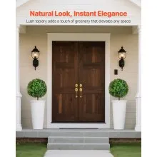 VEVOR Artificial Topiary Boxwood Trees with Ground Spike, 2 Set 686mm Faux Shrubs & Bushes Potted Plants, Fake Silk Tree Look Real for Decor Front Porch Outdoor Indoor Patio Garden Balcony Backyard