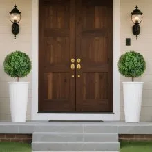 VEVOR Artificial Topiary Boxwood Trees with Ground Spike, 2 Set 686mm Faux Shrubs & Bushes Potted Plants, Fake Silk Tree Look Real for Decor Front Porch Outdoor Indoor Patio Garden Balcony Backyard