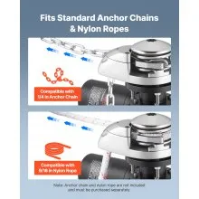 VEVOR Vertical Fishing Windlass, 12V DC 1100W, Windlass Anchor Systems Fit for 1/4-Inch Chain or 9/16 & 5/8 Inch Nylon Rope, Max Pull 700 lbs, 316 Stainless Steel Construction, for Boats 20-36 ft
