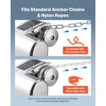 VEVOR Horizontal Fishing Windlass, 12V DC 600W, Windlass Anchor Systems Fit for 1/4-Inch Chain or 9/16 & 5/8 Inch Nylon Rope, Max Pull 573 lbs, 316 Stainless Steel Construction, for Boats 23-29.5 ft