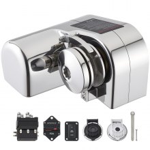 VEVOR Horizontal Fishing Windlass, 12V DC 600W, Windlass Anchor Systems Fit for 1/4-Inch Chain or 9/16 & 5/8 Inch Nylon Rope, Max Pull 573 lbs, 316 Stainless Steel Construction, for Boats 23-29.5 ft