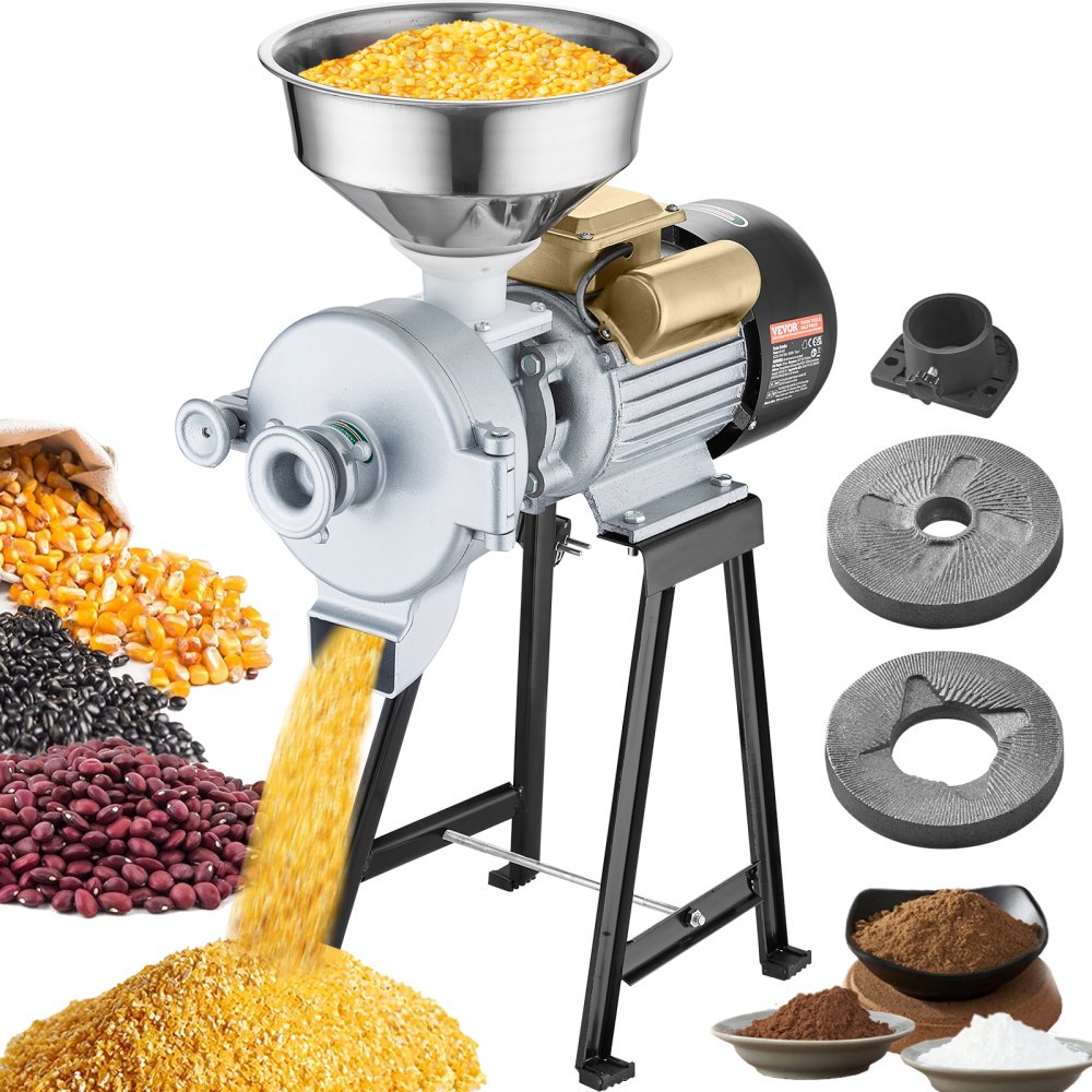 VEVOR 3000W Electric Grain Grinder Corn Wheat Flour Cereal Mill Wet & Dry