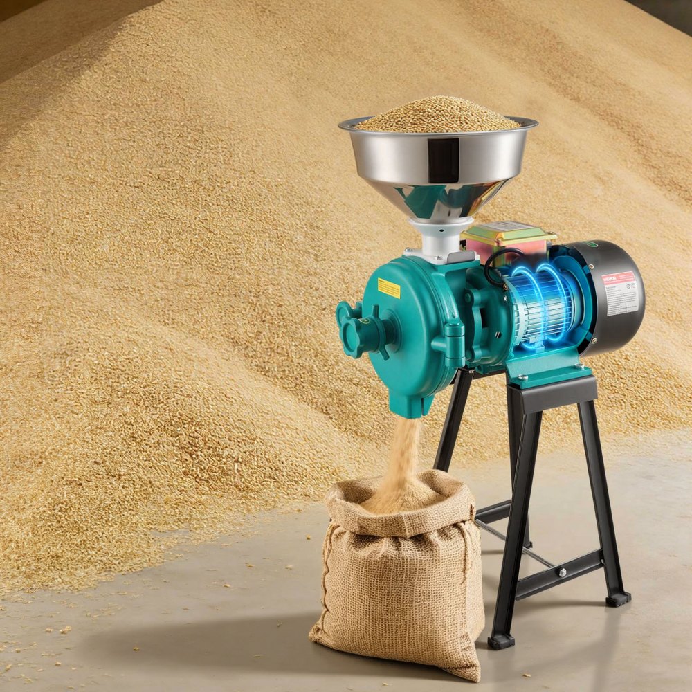 VEVOR Electric Grain Mill Grinder, 110 lbs/H Commercial Spice Grinders, 2200W Cast Iron Pulverizer Powder Machine with Non-Slip Rubber Feet, for Dry Grains, Spices, Cereals, Coffee, Corn & Pepper
