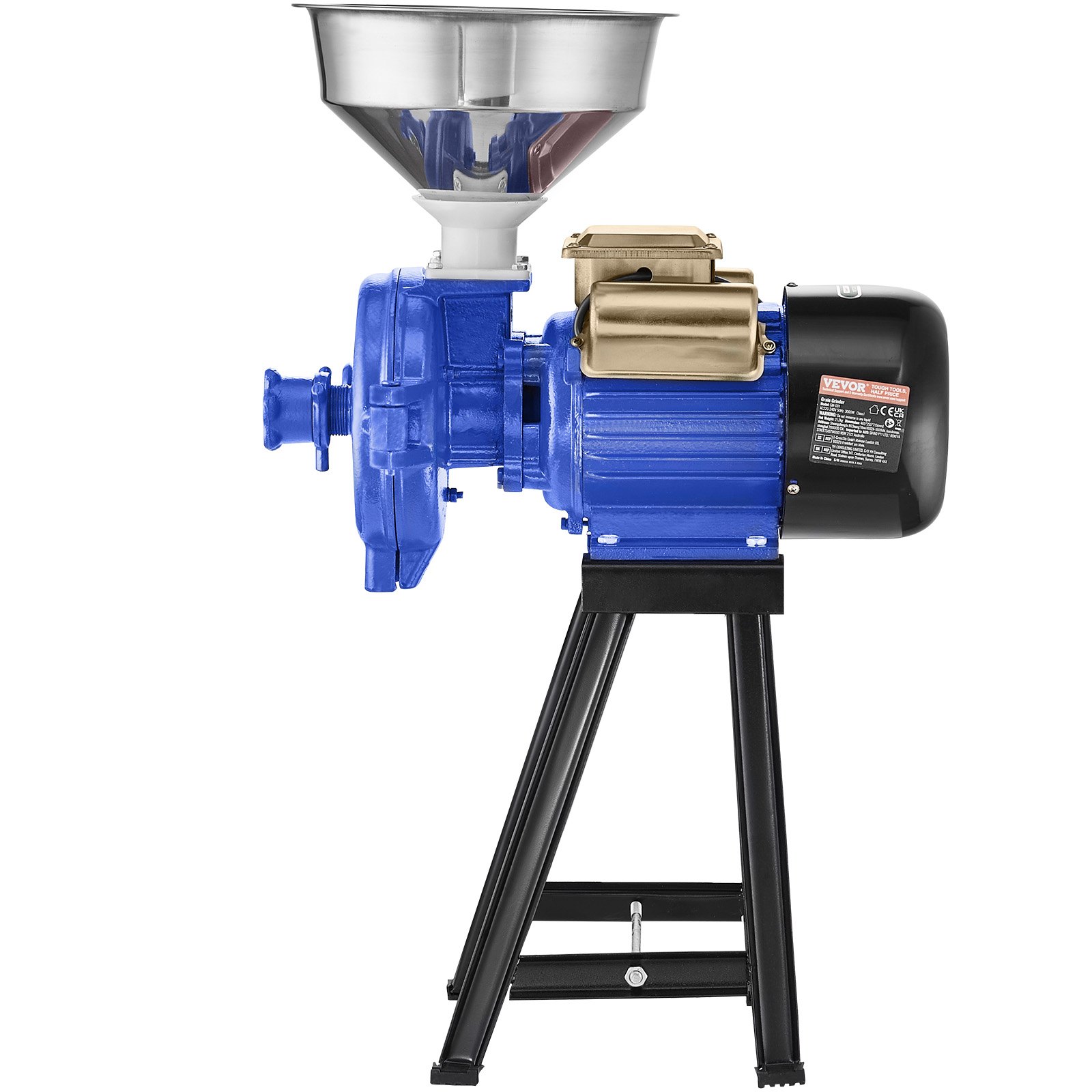 VEVOR Electric Grain Mill Grinder, 3000W Spice Grinders, Commercial Corn Mill with Funnel, Thickness Adjustable Powder Machine, Heavy Duty Feed Flour Cereal Mill Wheat Grinders, Dry Grinder