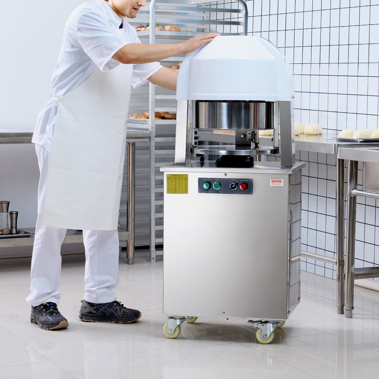 VEVOR Electric Dough Divider, 20PCS Automatic Dough Dividing Cutting Machine, 2.12oz - 9.17oz Equal Dough Cutter with Pure Copper Motor and 304 Stainless Steel Tray, for Bakery, Restaurant