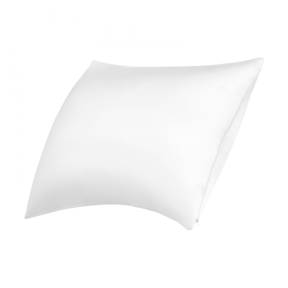 VEVOR - Funda de almohada de satén (2 unidades, tamaño estándar, para cabello y piel), similar a la seda, con cremallera oculta, suave, transpirable y refrescante, para dormir (blanco)