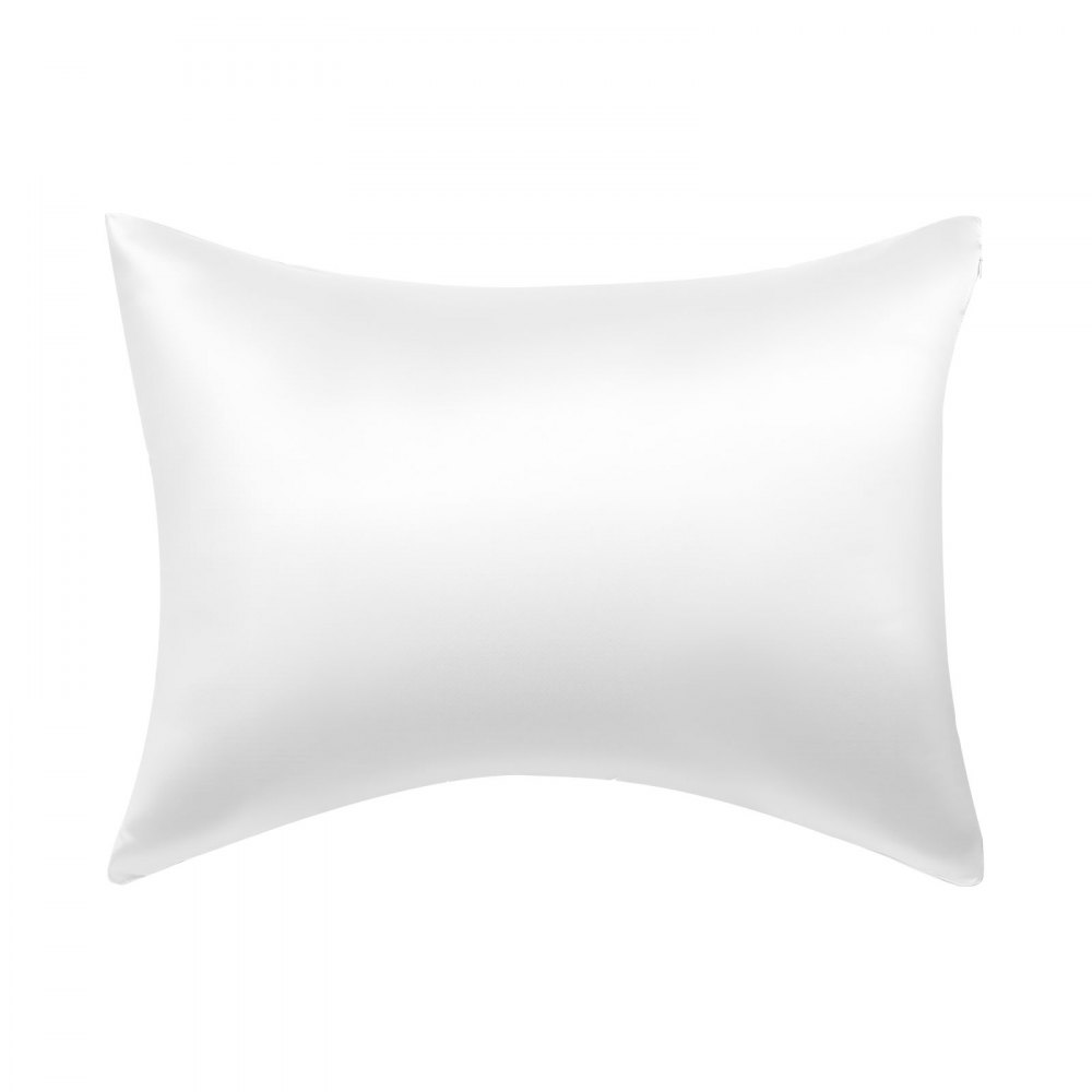 VEVOR - Funda de almohada de satén (2 unidades, tamaño estándar, para cabello y piel), similar a la seda, con cremallera oculta, suave, transpirable y refrescante, para dormir (blanco)