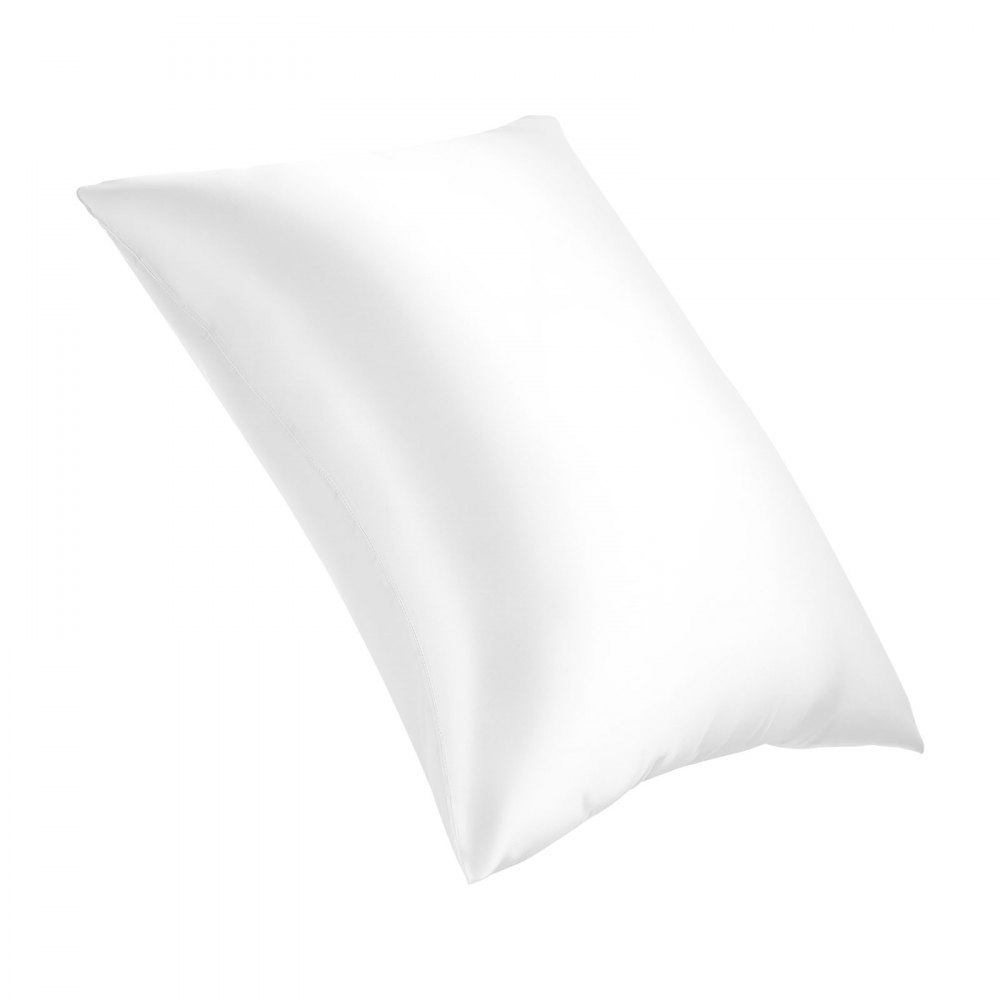 VEVOR - Funda de almohada de satén (2 unidades, tamaño estándar, para cabello y piel), similar a la seda, con cremallera oculta, suave, transpirable y refrescante, para dormir (blanco)