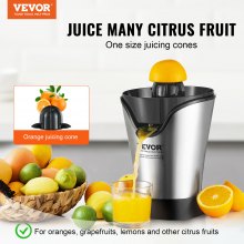 VEVOR Exprimidor eléctrico de cítricos, exprimidor de zumo de naranja con un cono de exprimido, máquina para hacer zumo de naranja con filtro de acero inoxidable de 100 W, fácil de limpiar para naranjas, pomelos, limones y otras frutas cítricas